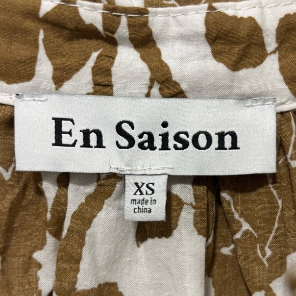 En Saison Brown White Floral Print Babydoll Long Sleeve Short Mini Dress Ruffles - Picture 7 of 13